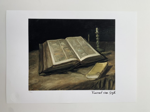 "Still Life with Bible" by Vincent Van Gogh - Signed