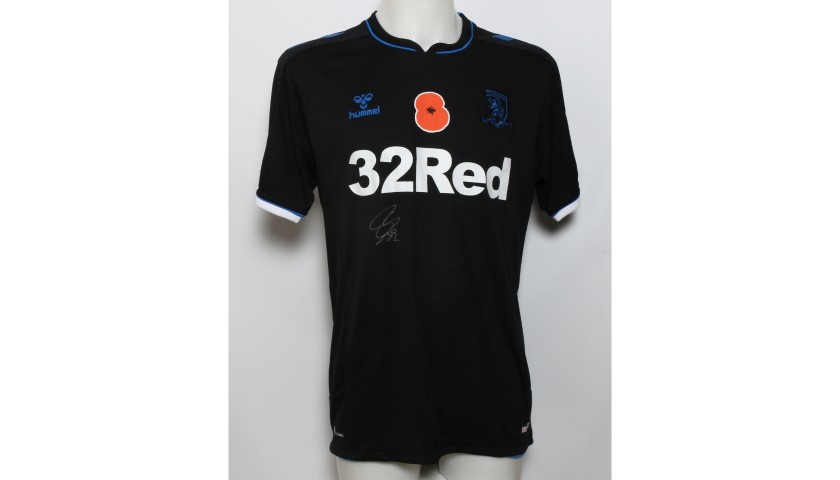 Rudy Gestede's Middlesbrough Signed and Worn Away Poppy Shirt 