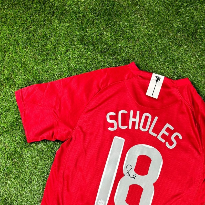 Paul Scholes Signed Manchester United 2008 Champions League Football Shirt COA