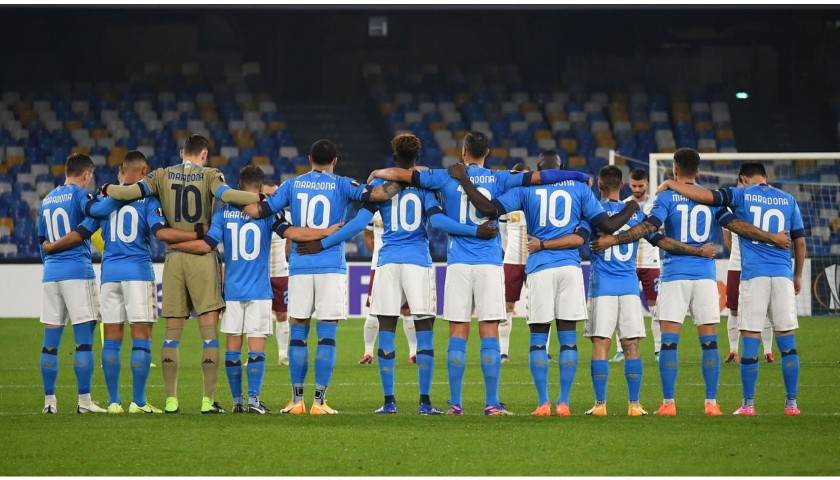 Match Shirt, Napoli-Rijeka 2020, Special Maradona - Signed by Insigne