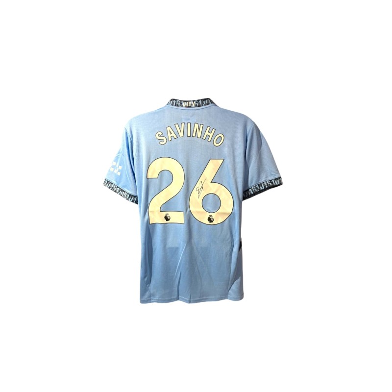 Replica della maglia firmata da Savinho del Manchester City 2024/25