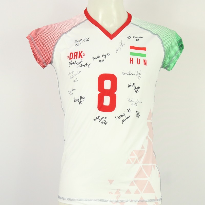 Hungary women's national team jersey - athlete Szabados - at the European Championships 2023 - autographed by the team