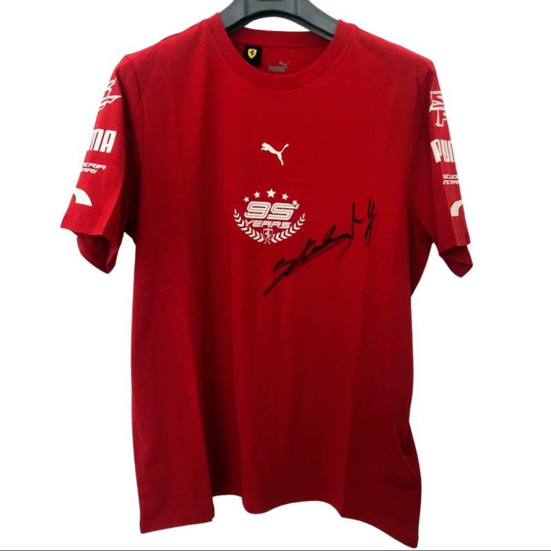 "95 Years" Scuderia Ferrari Official T-Shirt, 2024 - Signed by Carlos Sainz and Charles Leclerc
