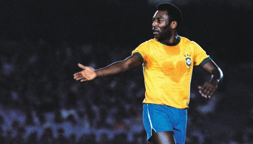 Pele's Brazil Signed Retro Shirt, 1970 