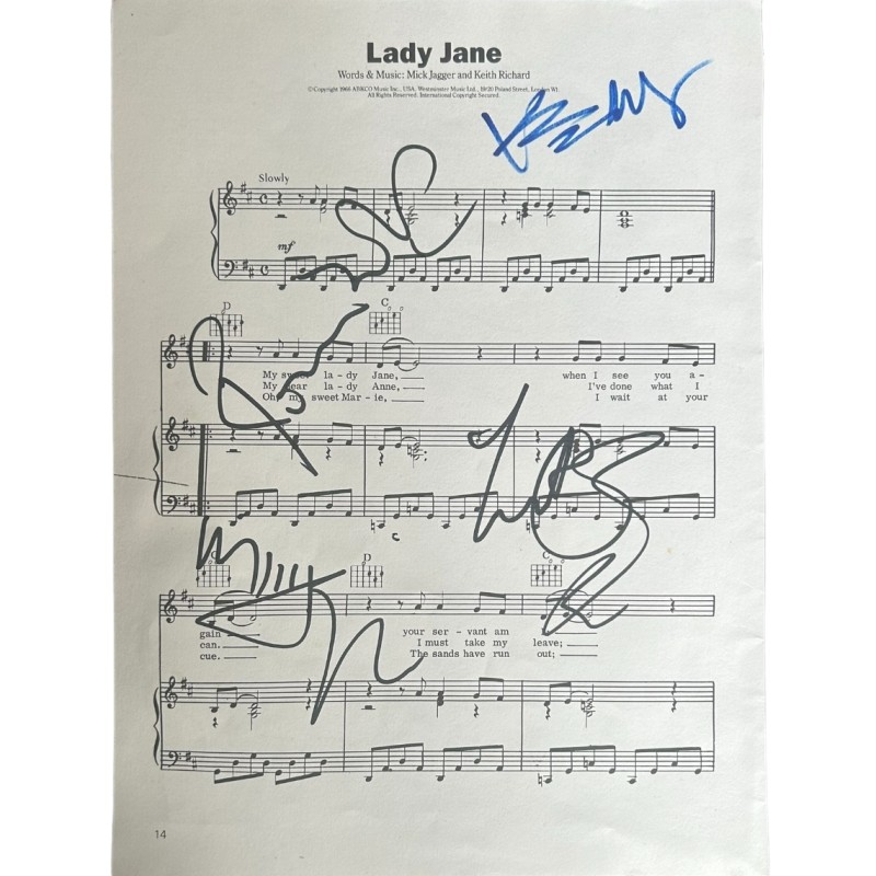 The Rolling Stones Signed Lady Jane Sheet Music