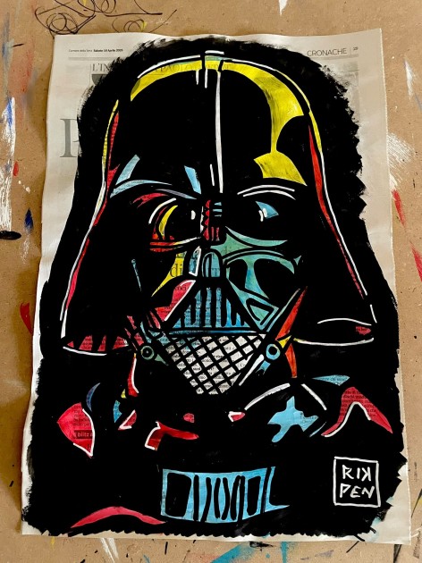Darth Vader – Unique Artwork on Newspaper by RikPen