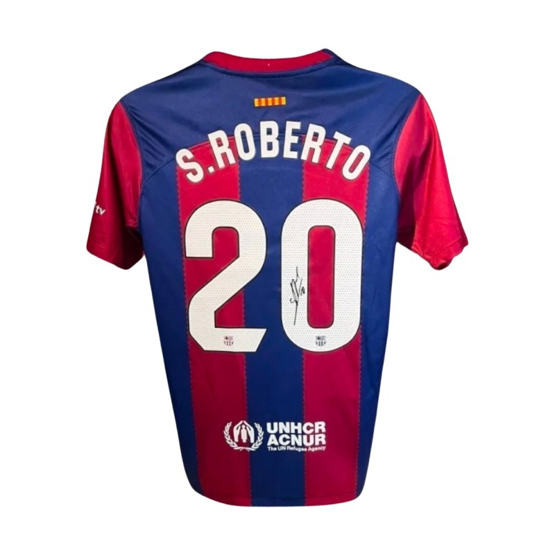 Sergi Roberto Signed Barcelona 2023-24 Home Football Shirt