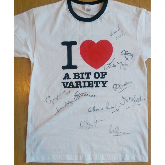 'I Love A Bit of Variety T-Shirt' Signed by the Holby City Cast.