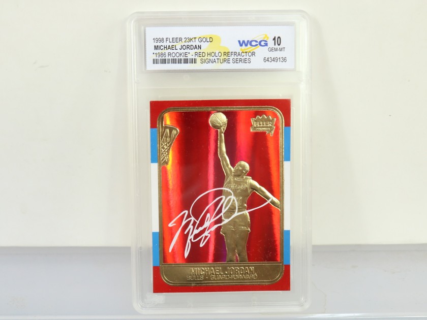 Card in oro Michael Jordan Fleer Red Holo Refractor Rookie Signature, 1998