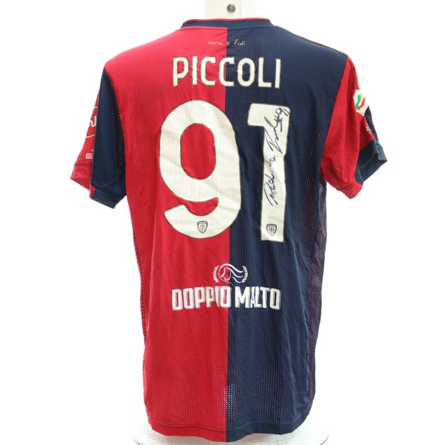 Piccoli's Signed Unwashed Shirt, Cagliari vs Carrarese Coppa Italia 2024