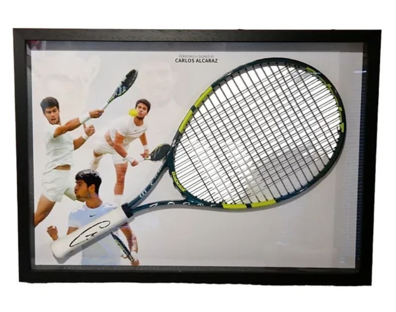 Carlos Alcaraz Signed and Framed Official Babolat Tennis Racket