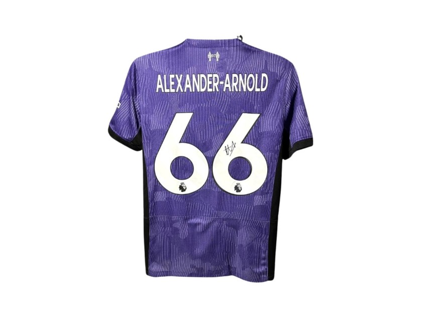 Maglia Liverpool 2023/24 firmata da Trent Alexander-Arnold, versione terzo giocatore, replica