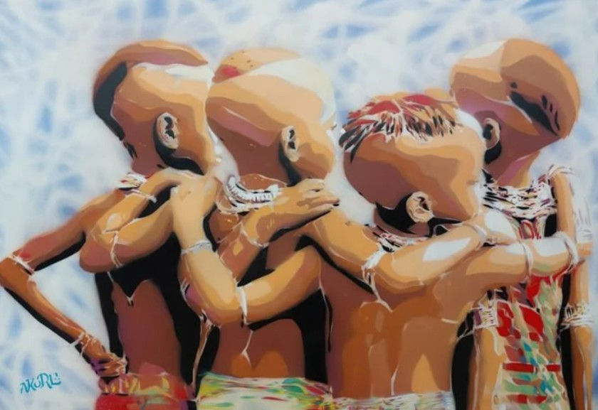 Dipinto tecnica mista "The Power of Friendship XXL" di AKORE