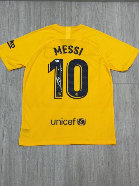 Lionel Messi's FC Barcelona 2019-20 Signed ‘Senyera’ Shirt