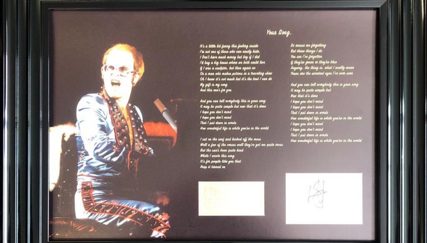 Elton John Framed and Hand-Signed Photo with Song