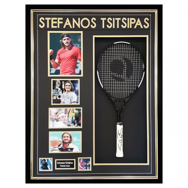 Stefanos Tsitsipas' Signed and Framed Tennis Racket 
