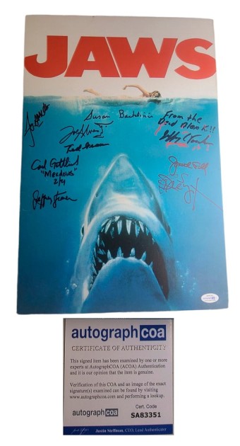 Jaws Cast Signed Canvas