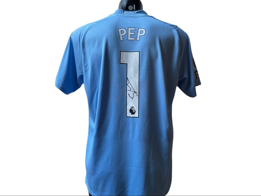 Guardiola's Official Manchester City Jersey - Signed with photo proof