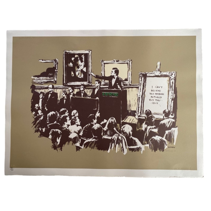 Serigrafia di Banksy in seppia di Morons - Firmata