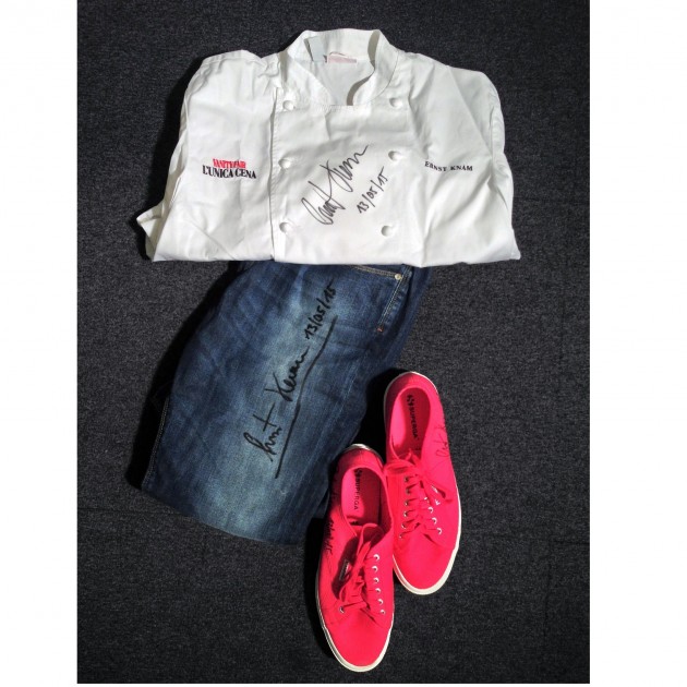 Chef's uniform and shoes signed by Ernst Knam