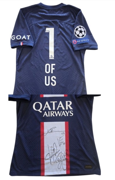 Paris Saint-Germain Commemorative Match-Issued Shirt, UCL 2022/23 - Signed by Messi, Mbappé, Vitinha, Neymar