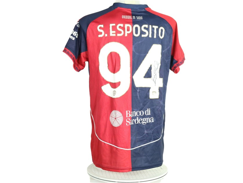 Maglia Preparata Esposito Cagliari vs Roma, 2025 - Autografata