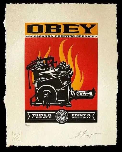 "Print & Destroy (Letterpress)" di Shepard Fairey 