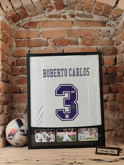 Roberto Carlos' Real Madrid Signed and Framed Shirt