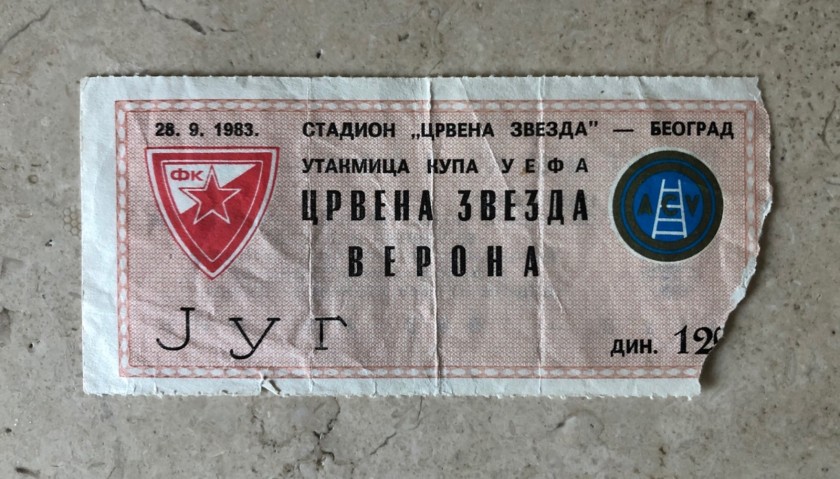 Original Ticket Red Star Belgrade-Hellas Verona, 1983