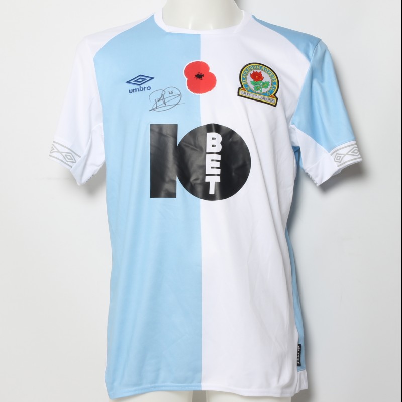 Paul Downing's Match-Worn Blackburn Rovers Signed Poppy Home Shirt 