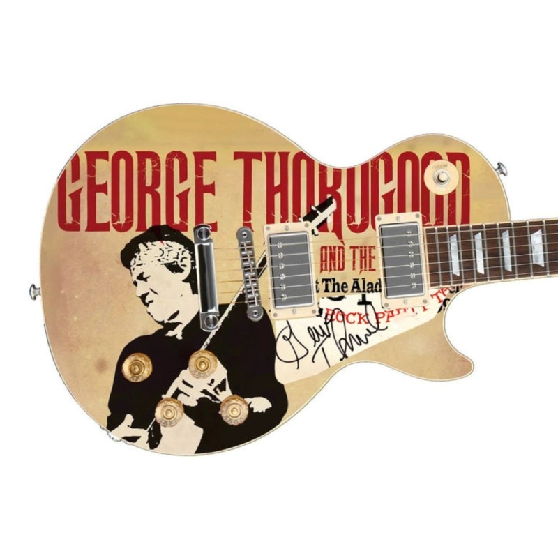 George Thorogood Signed Pickguard on a Custom Signature Edition Guitar