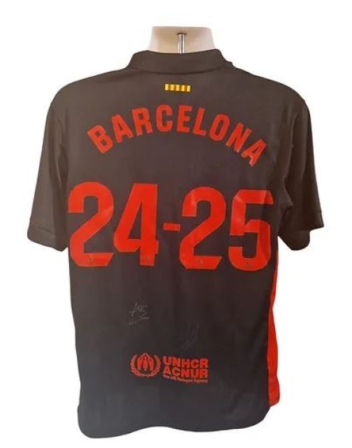 Hansi Flick and Jules Kounde's FC Barcelona 2024/25 Signed Replica Away Shirt