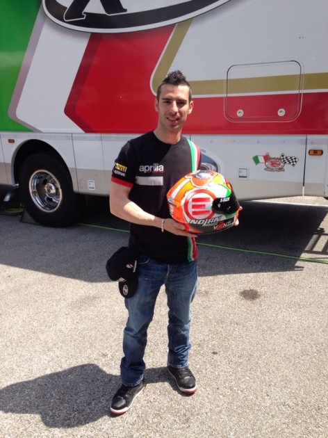 Helmet worn by Marco Melandri, GP Imola Superbike Championship 2014 - signed