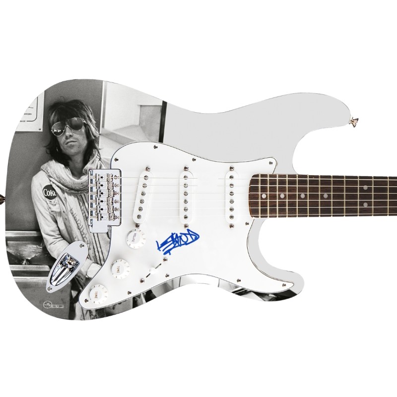 Keith Richards of The Rolling Stones Signed Pickguard Custom Fender Guitar