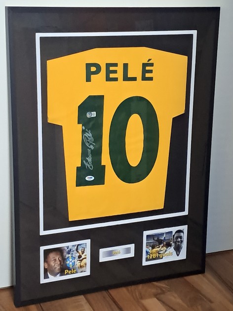 Pelé's Brazil Signed and Framed Shirt - Rare Signature