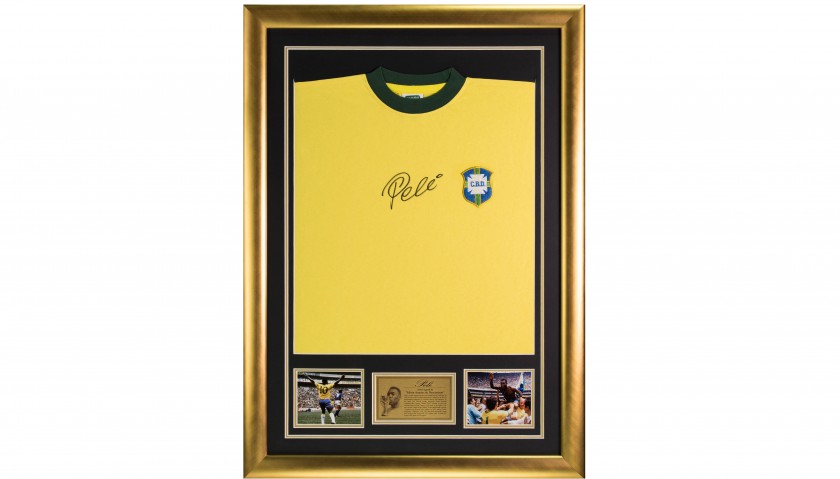 Framed Official Brazil Shirt Signed by Pelé