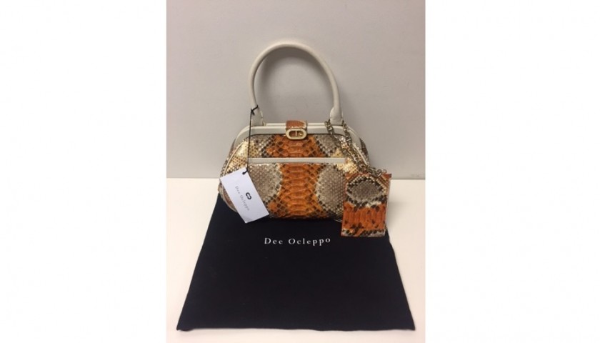 Dee Ocleppo Orange and Python Handbag