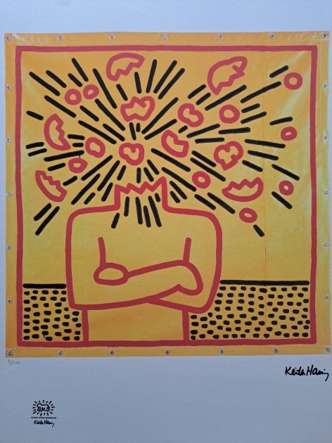 "Exploding Head" Lithograph Signed by Keith Haring