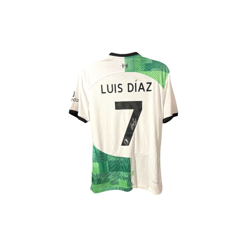 Replica della maglia da trasferta firmata da Luis Diaz per il Liverpool 2023/24