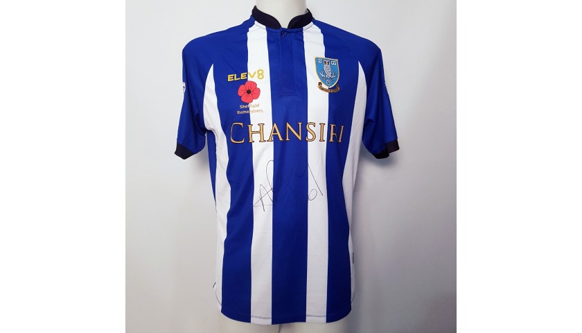 Michael Hector's Sheffield Wednesday Worn and Signed Poppy Home Shirt
