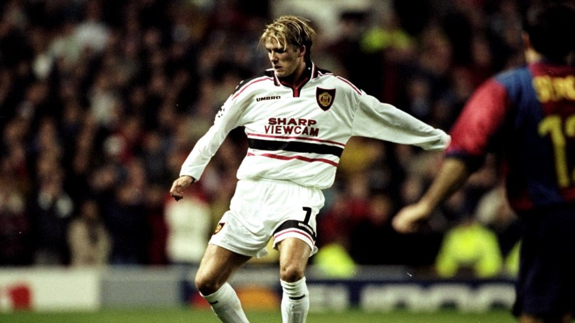 Beckham's Match-Issued Signed Shirt, Barcelona-Man United 1998 