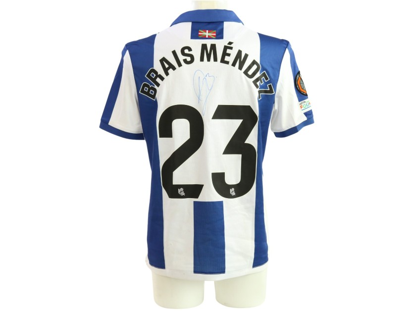 Maglia Brais Mendez Real Sociedad vs Midtjylland Unwashed, Europa League 2025 - Autografata