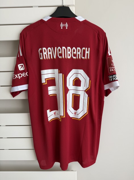 Liverpool FC Match Issued 2025/26 Adidas Gravenberch Shirt Jersey v Manchester City FA Cup