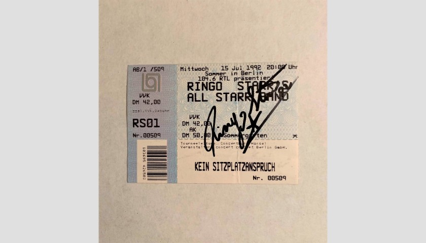 Ringo Starr Signed Concert Ticket, 1992