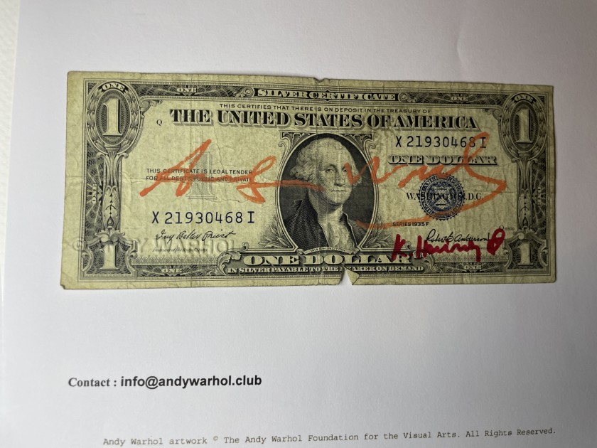 Andy Warhol and Keith Haring Hand Signed Dollar