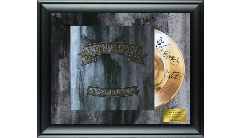 Vinile dorato dei Bon Jovi con cornice personalizzata - CharityStars