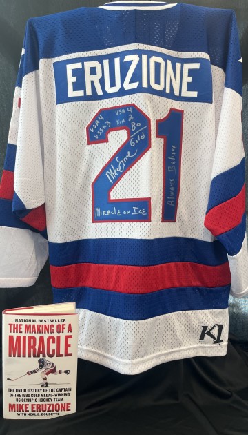 Mike Eruzione's USA Hockey Signed Shirt and a Signed Copy of "The Making of a Miracle"