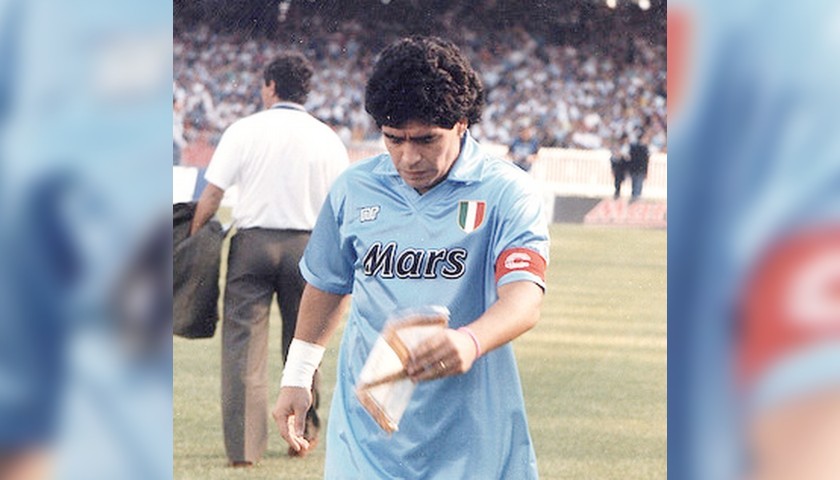 Captain's Armband Worn by Diego Armando Maradona, 1990/91 - Signed