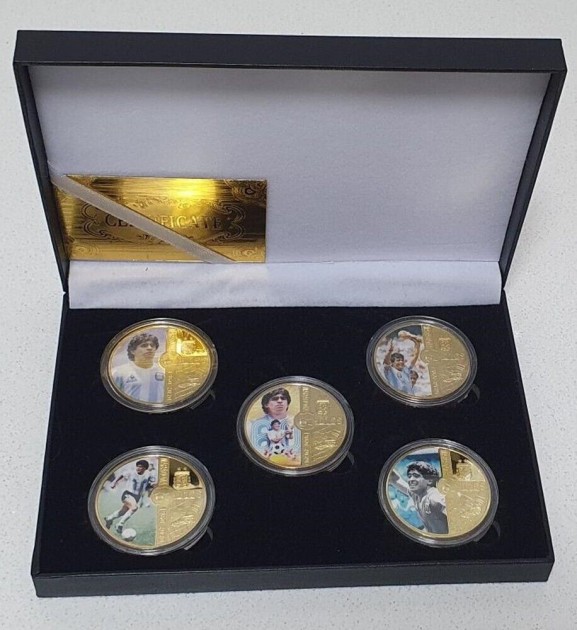 Diego Maradona Gold Plated World Cup Winning Coins Box Set