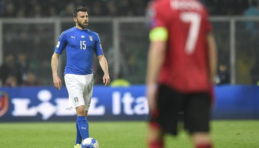 Barzagli's Match-Issue/Worn Shirt, Italy-Albania 2017
